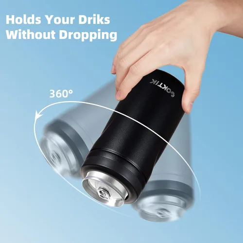 Vista 5 de COKTIK 4 en 1 enfriador de latas aislado, enfriador de latas delgadas de doble pared para latas de 12 oz regulares o delgadas y botellas de cerveza