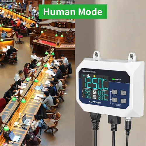 Vista 6 de Controlador de CO2 con pantalla de temperatura y humedad día y noche con función de relé, cable de sensor NDIR de 15 pies, controlador de CO2
