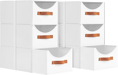 Vista 18 de Homsorout Cajones de almacenamiento apilables, contenedores de almacenamiento plegables con cajones, paquete de 8 cestas organizadoras de estantes