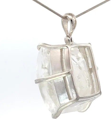 Vista 4 de Collar con colgante de cuarzo de manifestación de Stones Desire, Piedra Plata esterlina