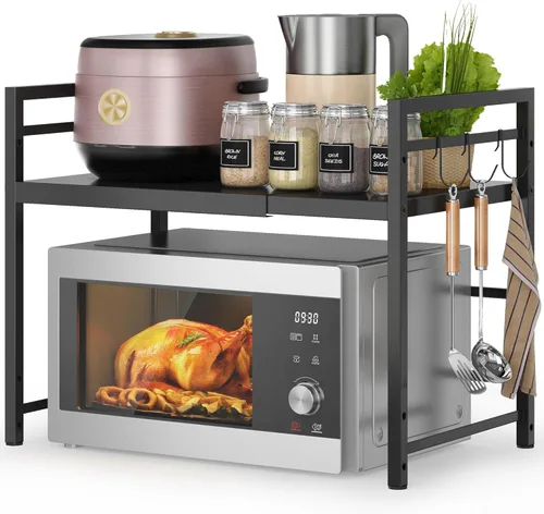 Vista 10 de DOLALIKE Estante para horno de microondas, soporte expandible para microondas, organizador de encimera de cocina, almacenamiento de utensilios
