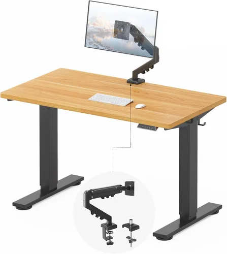 Vista 44 de FLEXISPOT EN2 Escritorio de pie de una pieza completa con regleta de alimentación de abrazadera, escritorio eléctrico de altura ajustable de 40 x 24