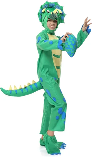 Vista 4 de Dinosaur Costume for Kids, Halloween Costumes for Toddlers Boys Girls, Triceratops Costumes for Trick or Treating