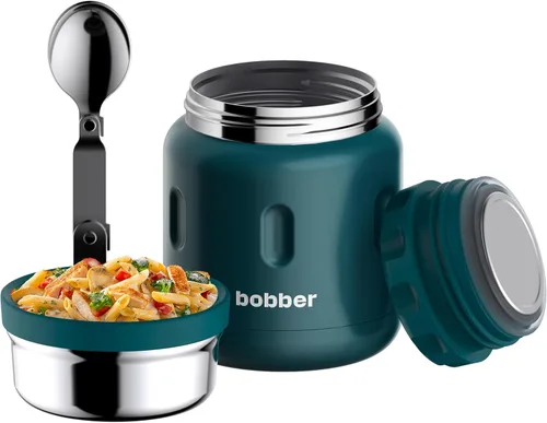 Vista 13 de BOBBER Tarro de alimentos aislado de acero inoxidable de 16 oz con boca extra ancha, cuchara y tazón integrados, mantiene el calor durante 10 horas