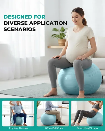 Vista 6 de Gruper Pelota de yoga, pelota de ejercicio extra gruesa para entrenamiento y estabilidad durante el embarazo, 4 tamaños, pelota de equilibrio