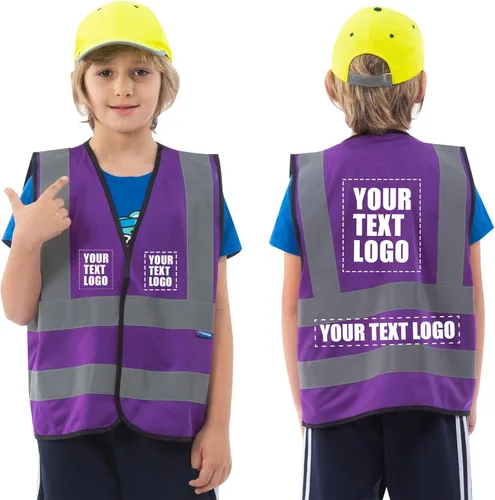 Vista 7 de AYKRM Chaleco de alta visibilidad para niños chaleco de seguridad reflectante de alta visibilidad