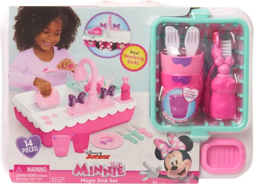 Vista 6 de Juego de fregadero mágico de ayudantes felices de Minnie, fregadero de simulación que funciona, juguetes para niños a partir de 3 años de Just Play