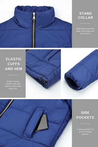 Vista 5 de Orolay Chaqueta acolchada ligera para mujer, abrigo de invierno de longitud corta casual