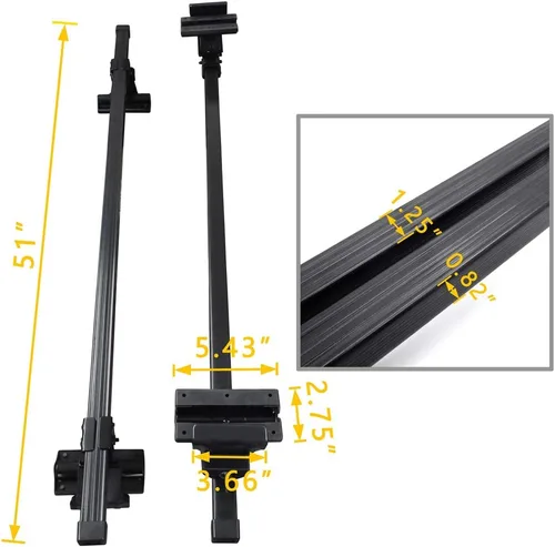 Vista 6 de Sistema de portaequipajes de techo completo ajustable con cerradura universal para vehículos sin riel lateral del techo