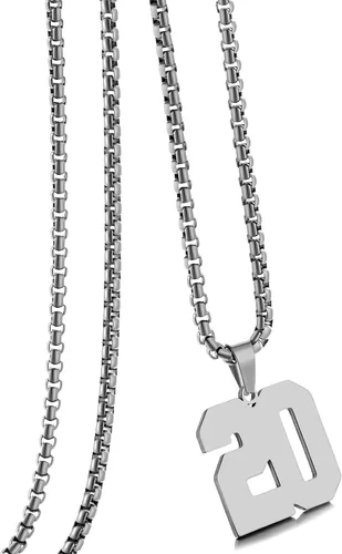 Vista 33 de Collar de Número Dorado para Hombre, Cadena de Acero Inoxidable con Colgante de Número para Atletas, Joyería Deportiva Personalizada para Niños