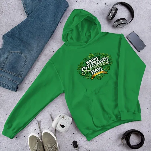 Vista 2 de Maydear Sudadera con capucha para hombre y mujer, diseño de trébol de la suerte