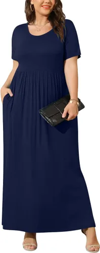 Vista 2 de Bishuige - Vestido largo de verano con bolsillos para mujer, tallas extragrandes de XL a 6X