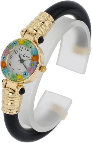 Vista 3 de GlassOfVenice - Reloj pulsera Millefiori de cristal de Murano, color negro y dorado multicolor, Negro