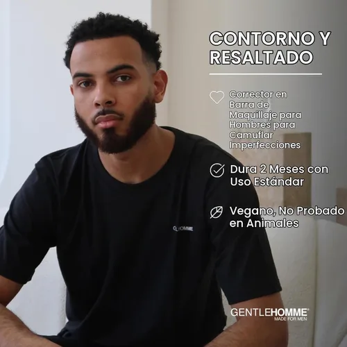 Vista 5 de Gentlehomme - Corrector en Barra - Corrector y Brocha 2 en 1 para Hombre - Para Manchas, Ojeras, Cicatrices, Acné y Tonos de Piel Desiguales Oscuro