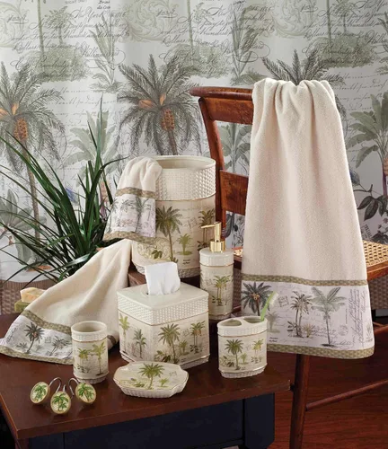 Vista 5 de Avanti Linens - Toalla de baño, toalla de algodón 100% suave y absorbente, decoración costera del hogar (palma de colonia)