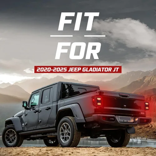Vista 7 de BUNKER INDUST Luces traseras LED ahumadas para Jeep Gladiator 2020-2025, luces traseras JT, luces traseras traseras, luz de freno, luz direccional