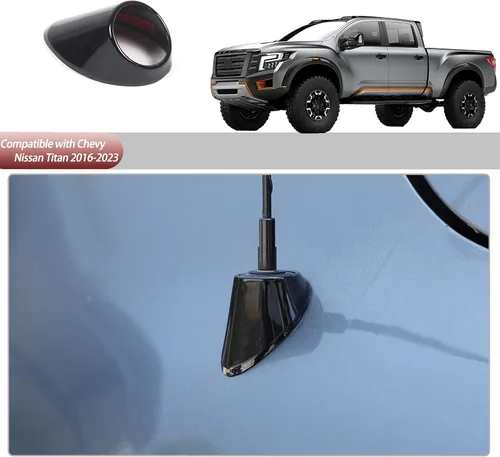 Vista 6 de Cubierta de antena compatible con Nissan Titan 2016-2023 (negro brillante)