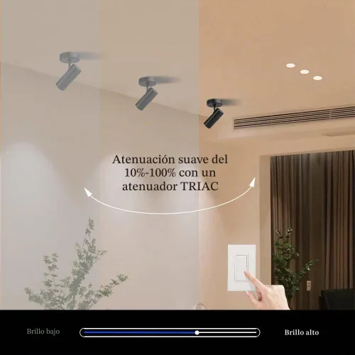 Vista 4 de Foco de techo LED regulable de ángulo ajustable montado en empotrado, luz direccional de aluminio para interiores de 4.72 pulgadas, luz monopoint