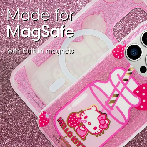 Vista 5 de Sonix x Sanrio - Funda + pulsera adhesiva para teléfono con cuentas (Hello Kitty Rosa) para iPhone 15 Pro Hello Kitty Strawberry Milk