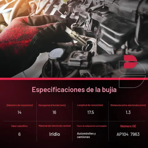 Vista 6 de BDFHYK Juego de 4 bujías de iridio compatibles con Focus Escape Transit Connect, compatibles con Mazda 3 Tribute, compatibles con Mercury Mariner