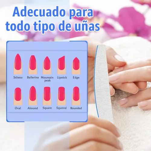 Vista 5 de BLESWIN Lima de uñas de grano 100/100, 25 piezas profesional de doble cara, herramienta gruesa reutilizable y lavable para uñas acrílicas y de gel