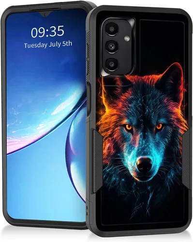 Vista 70 de Funda para Galaxy A14 5G, resistente de doble capa híbrida de policarbonato duro, goma suave, a prueba de golpes, funda protectora resistente