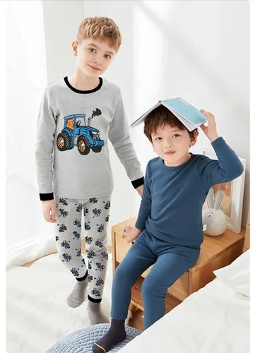 Vista 2 de Little Hand Pijamas de algodón para niños pequeños, diseño de dinosaurio, planetas, 2 piezas, ropa de dormir, conjuntos de ropa de dormir de 2 a 7