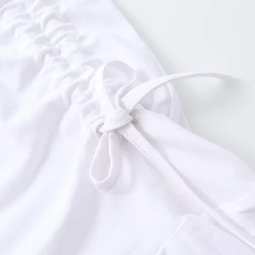 Vista 6 de Noomelfish Vestido de manga corta con volantes para niñas, estilo casual, con cordón, de algodón (4-12 años)