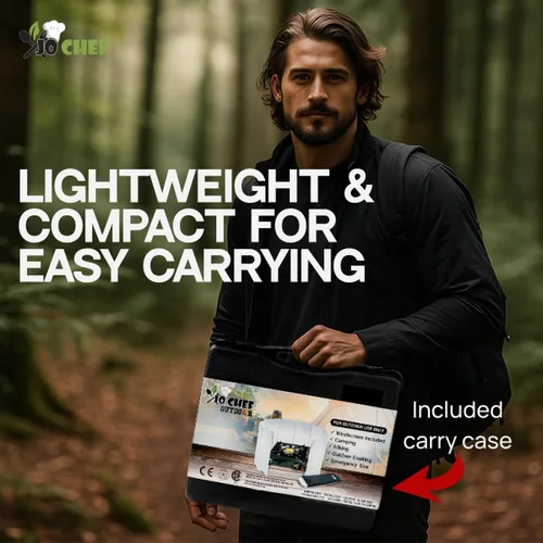 Vista 6 de Jo Chef - Estufa de butano para campamento, viajes por carretera y exteriores, estufa de gas portátil de 9,500 BTU con certificado CSA, incluye
