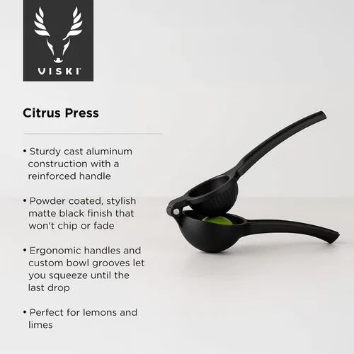 Vista 2 de Viski Exprimidor de cítricos negros, exprimidor de cítricos, exprimidor de limón para cócteles, accesorios de bar, exprimidor de lima negro mate
