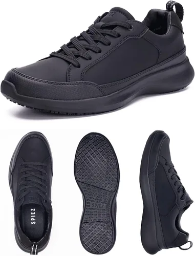 Vista 8 de SPIEZ Non Slip Shoes for Men, Waterproof Oilproof Mens Kitchen Chef Food Service Shoes Restaurant Black US7.5-12