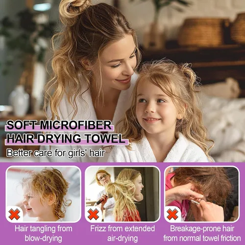 Vista 3 de Toalla de microfibra para el pelo para niños y niñas, ultra Galaxia&Multicolor-Normal-Paquete de 2