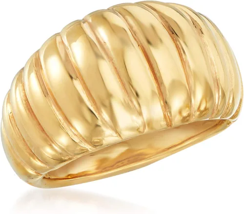 Vista 4 de Ross-Simons Italian 18kt Yellow Gold Ribbed Dome Ring