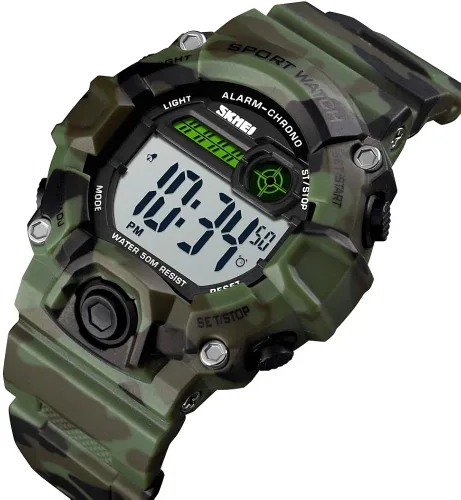 Vista 6 de CakCity Boys Camouflage LED Sports Kids Watch Waterproof Digital Electronic Military Wrist Watches for Kids with Silicone Band Alarm Stopwatch