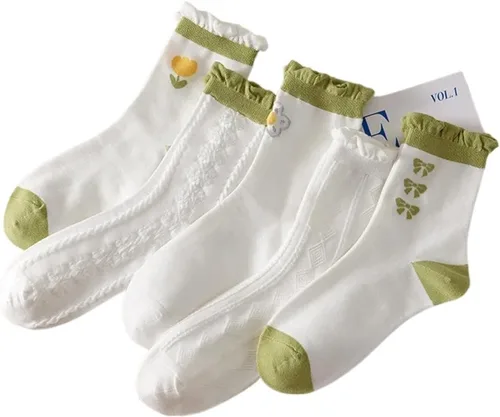 Vista 2 de TRENIS 5Pairsset Women Mid Tube Socks Winter High Tube Socks Print Women Socks Vintage Socks Street Socks