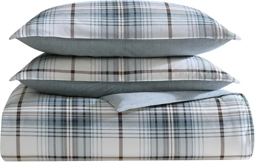 Vista 6 de Eddie Bauer - Juego de edredón twin, ropa de cama reversible a cuadros con funda a juego, peso medio para uso durante todo el año, artículos Aliso