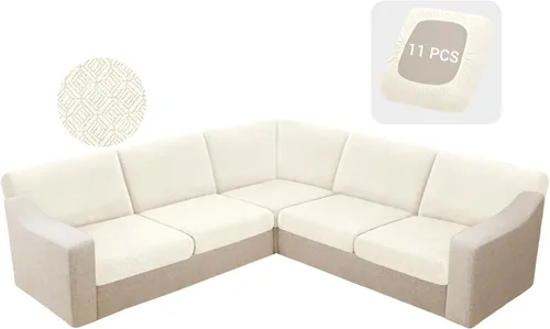 Vista 25 de HDCAXKJ - Fundas impermeables para cojín de sofá modular, fundas elásticas para cojín de sofá de esquina, fundas protectoras de muebles de jacquard