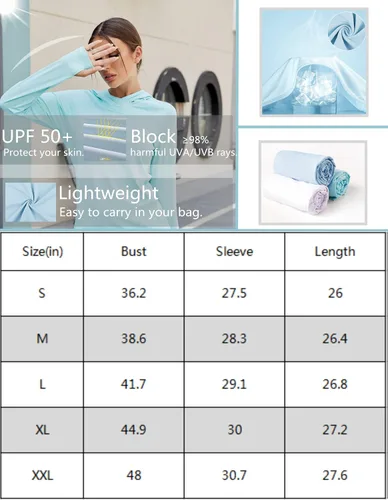 Vista 3 de LUYAA Sudadera con capucha para mujer, con protección solar UPF 50+, transpirable, elástica, de manga larga, para correr, entrenamiento al aire libre