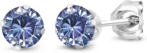 Vista 51 de Gem Stone King Aretes redondos de plata de ley 925 con piedra natal de 0.157 in para mujer