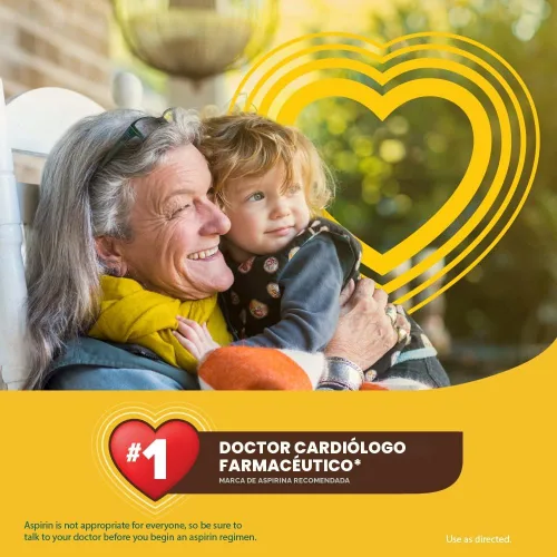 Vista 4 de Bayer Aspirina 81 mg recubiertas entéricas, 300 unidades y paquete de viaje de 2 unidades de aspirina genuina de 325 mg recubiertas