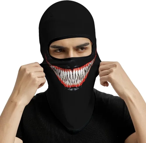 Vista 49 de Pasamontañas 3D, máscara de cara completa, resistente al viento, máscara de esquí con calavera táctica para motocicleta, ciclismo, Halloween