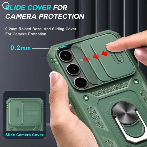 Vista 3 de Funda compatible con S24: Funda para Galaxy S24 con cubierta deslizante para cámara, doble capa protectora de grado militar a prueba de golpes