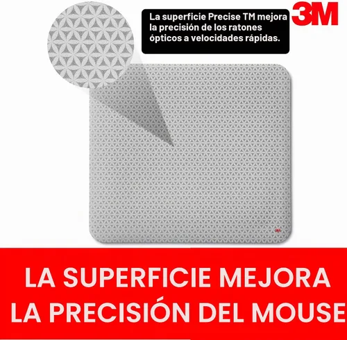 Vista 3 de Tapete para ratón, de 3M, con cubierta trasera no deslizante y diseño de ahorro de energía, estampado de mapa de bits, Bitmap Mejora la precisión