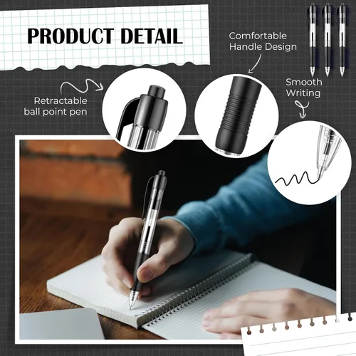 Vista 3 de Fulmoon 100 bolígrafos de tinta de gel retráctiles, punta media de 0.039 pulgadas, bolígrafo de escritura suave, para diario, oficina, hogar