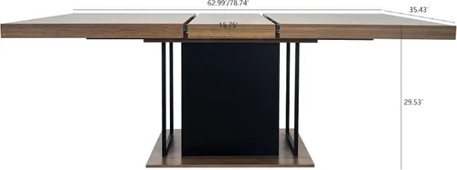 Vista 3 de [Usado] KEIKI Mesa de comedor extensible de 62.99 a 78.7 pulgadas, moderna mesa de cocina extensible de granja para 6 a 10 personas, mesa