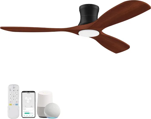 Vista 13 de Ventiladores de techo de madera de 52 pulgadas con control remoto de luces, regulable, reversible, moderno ventilador de techo de madera blanca