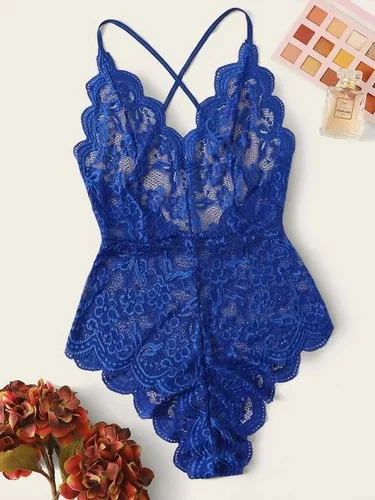 Vista 4 de VNVDFLM Lencería sexy de una pieza de encaje para mujer, pijamas cómodas de moda