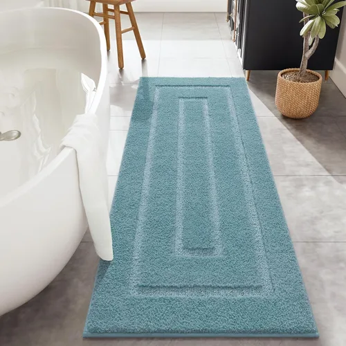 Vista 34 de HOMORE Alfombra de baño negra de 24 x 17 pulgadas, suave y absorbente, alfombra de baño pequeña, alfombra de baño lavable antideslizante para bañera