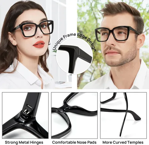Vista 3 de Lentes de lectura bifocales para mujeres y hombres, bifocales cuadrados, con bloqueo de luz azul, lectores 1.0, 1.25, 1.5, 1.75, 2.0 a 3.0, 3.5