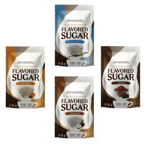 Vista 9 de Javamelts Paquetes de azúcar con sabor a caramelo, azúcar de caña pura para hornear, sustituto del jarabe de café, cócteles, té, sin OMG, sin